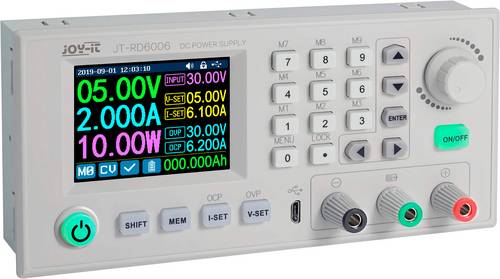 Joy-it RD6006 Labornetzgerät, einstellbar 0 - 60 0mA - 6A fernsteuerbar, programmierbar, schmale Bauform Anzahl Ausgänge 2 x