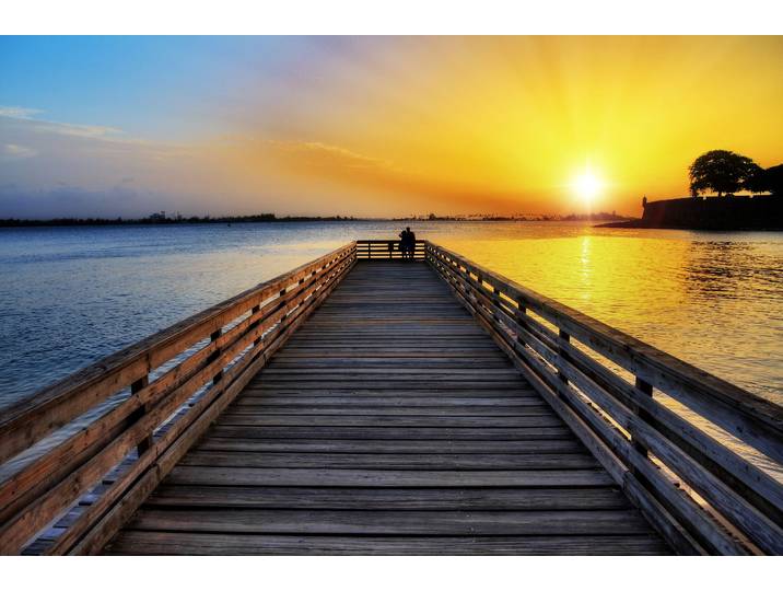Fototapete PAPERMOON Romantic Jetty San Juan , bunt, B:4m L:2,6m, Vlies, Tapeten, Fototapete