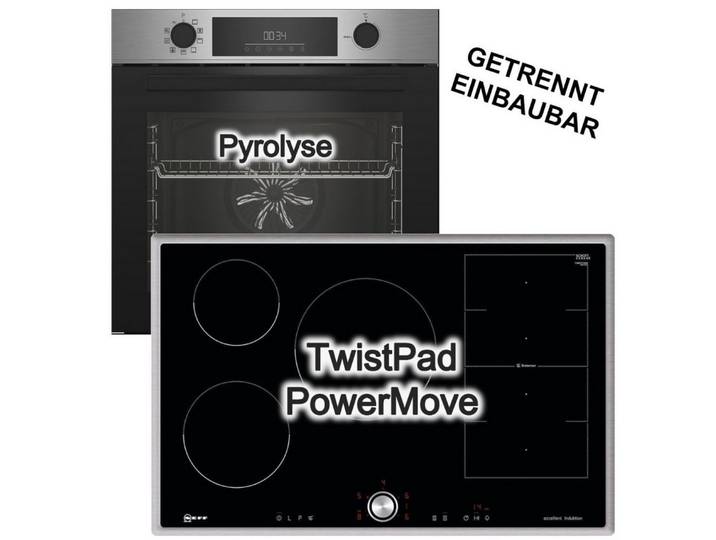 BEKO Backofen-Set Einbauherd 72 L Pyrolyse + Neff Flex-Induktionskochfeld 80cm TwistPad, mit Nein