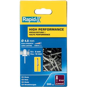 Rapid Blindnieten 5001438, Aluminium, 300 Stück, Ø 4,8mm x Länge 16mm