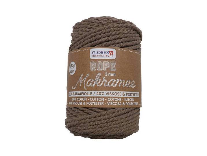 Glorex Makramee Rope Gedreht Hellbraun 3 mm 250 g
