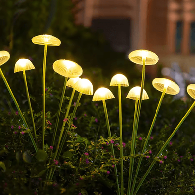 Inspire Picks LED Solar Jellyfish Mushroom Lights Waterproof Outdoor Garden & Landscape Decor warm White 10led