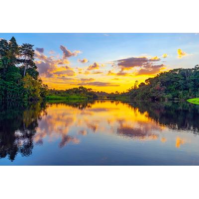 Fototapete PAPERMOON "REGENWALD-AMAZONAS WALD LAGUNE SONNENMUNTERGANG FLUSS", bunt, B:2m L:1,49m, Vlies, Tapeten
