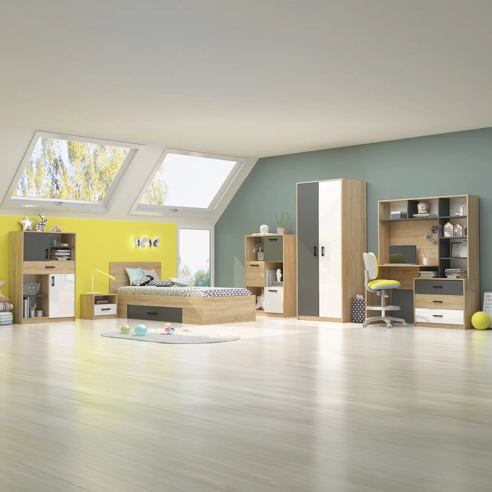 garneroarredamenti Comodino 40x35h cm moderno rovere bianco Chiaretto