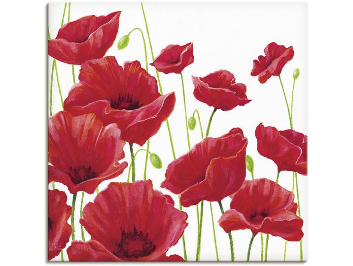 Wandbild ARTLAND Rote Mohnblumen I , rot (farbe bild(er): rot), B:40cm H:40cm, Bilder, Wandbild, als Leinwandbild, Poster in verschied. Grössen