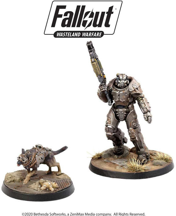 Fallout: Wasteland Warfare – X-01 Survivor ; Dogmeat Miniatures Set for Tabletop Battles, Ages 10+, by Modiphius Entertainment