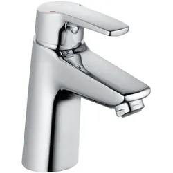 Heinrich Schulte Alpha 320 Waschtischarmatur chrom | Einhebelmischer für Waschbecken 110 mm Ausladung |  Armatur Bad ohne Ablaufgarnitur | Wasserhahn Bad | Badarmatur modern