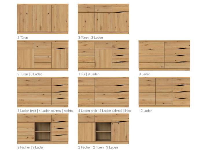 Kommode Wildeiche Hell „Astrid“ 150 cm Massivholz Wildeiche Hell