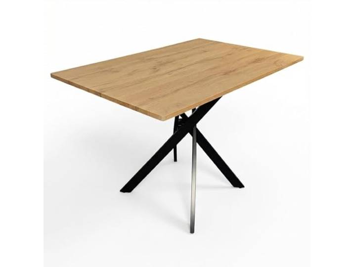 SAM Esstisch Jeanne 110x70 cm Holz-Optik Eiche Gestell schwarz 18 mm Tischplatte, gerade Kante, Gekreuzte Eisenbeine Metall, Esszimmertisch/Küchentisch