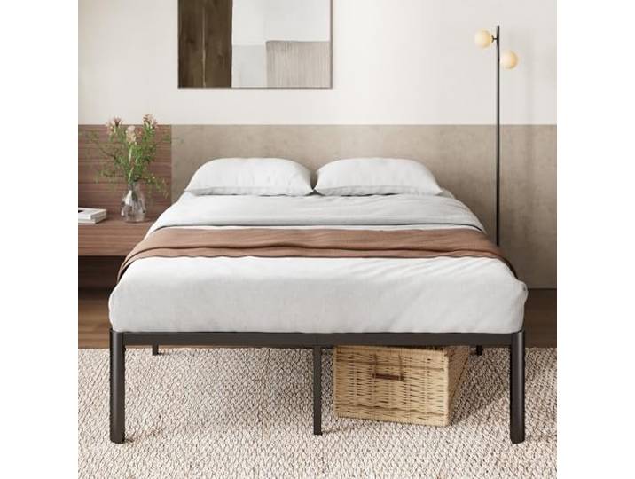 Zinus Van 41 cm Bettgestell aus Metall, Lattenrost aus Stahl, einfache Montage, Stauraum unter dem Bett, 135 x 190 cm, schwarz