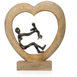 Moritz Dekofigur Mother’s Love Schwarz-Gold 30,5 cm Skulptur aus Mangoholz und Aluminium Mutter und Kind im Herz Symbol für Liebe Familie und Zusammenhalt