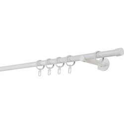 20mm,1-läufig,Rohr,Wandträger 12cm,Endstück cap Farbe: Weiß, Größe: 160cm