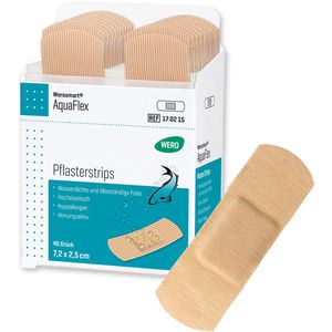 Wero Pflaster AquaFlex, 40 Strips, wasserdicht, sensitiv, elastisch, 7,2 x 2,5cm