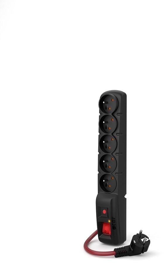 Acar F5 Power Black stekkerdoos met 5 stopcontacten 230V 3 m