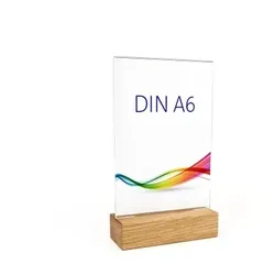 envigo Tischaufsteller »Eiche« DIN A6 hoch, Holz+Acrylglas