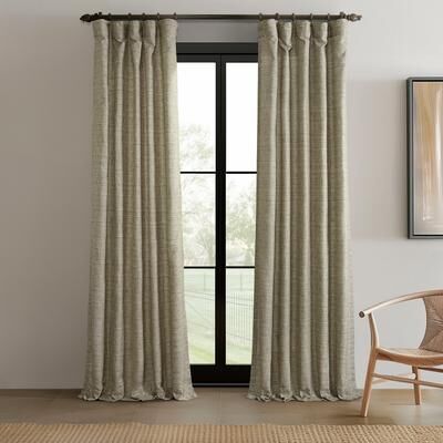 Exclusive Fabrics Raw Linen Weave Light Filtering Curtains for Bedroom & Living Room Curtains Pair - 2 Panel Drapes