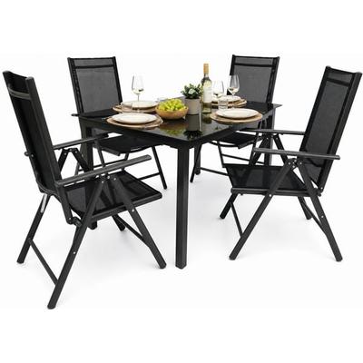 5 tlg. Alu Gartenset Sitzgruppe Tisch Stühle 140SW