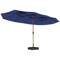 Outsunny 4,7 m Gartenschirm, doppelseitiger Sonnenschirm mit Sockel, Kurbelgriff, 12 Streben, UV-Schutz, wasserabweisend, Dunkelblau