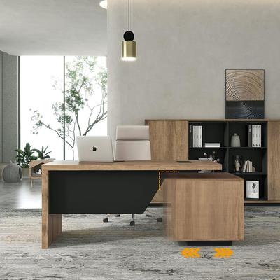 WESOME 62.99/70.87inch Modern Width Adjustable Executive Desk with Storage Cabinet for Home Office