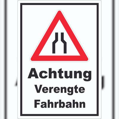 HB-Druck Aufkleber Achtung Verengte Fahrbahn A3 (297x420mm)