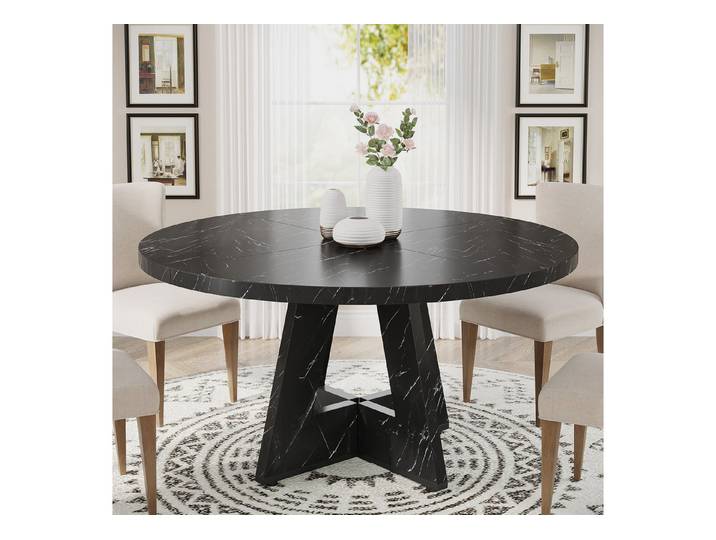 Tribesigns Esstisch Runder Esstisch, Küchentisch für Esszimmer Wohnzimmer, 120 cm