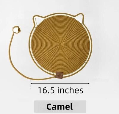 Drop Dash Deals Cat Scratching Post Pad Mat With Ball Toy Round Non Slip Circular Scratcher For Cats camel