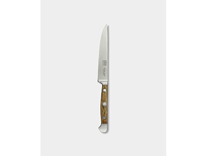 GÜDE Solingen - Steakmesser Glatt geschmiedet, Klingenlänge: 12 cm, Serie: ALPHA-FASSEICHE - Doppelkropf, Handmade Germany, Griff: Fasseichenholz