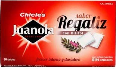 Juanola ® chicles con xilitol sabor regaliz 10 uds