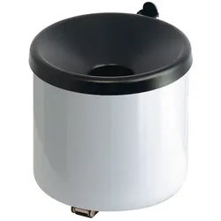 Proregal Runder feuerlöschender Wandaschenbecher | 2 Liter, HxØ 16x16cm | Metal | Weiß mit schwarzem Deckel