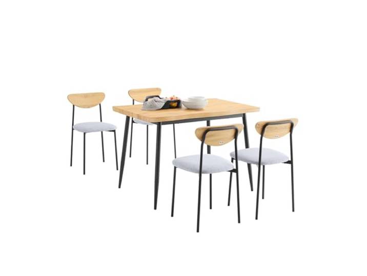 SoBuy Essgruppe mit 4 Stühlen, ergonomisch & kompakt, 110×76×70cm Esstisch Set, Tisch 50 kg/Stuhl 150 kg Tragkraft, bequeme Polsterstühle, MDF/Stahl, Esszimmer & Küche & Wohnzimmer, OGT52-N