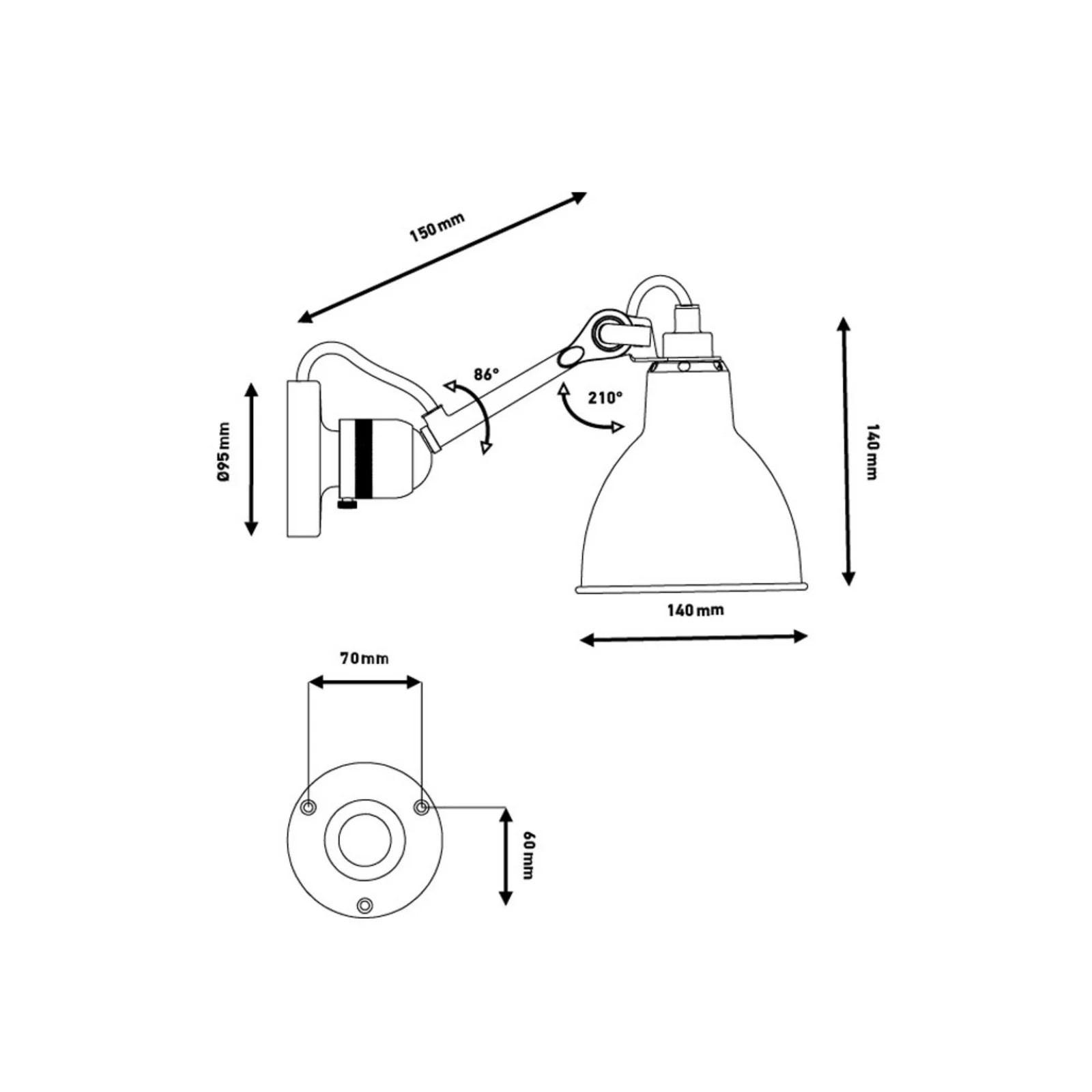 DCW Lampe Gras 304CA Wandlamp - Geel - Metaal