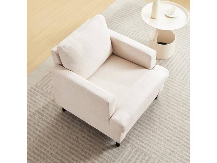 Fauteuil de salon - PROMIRACAL - PROMIRACAL - Tissu lin respirant - Mousse haute résilience 2 5x - Pieds bois massif