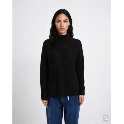 Wollpullover SMITH & SOUL, Damen, Gr. L, schwarz (schwarz choc), Strick, Obermaterial: 100% Wolle, unifarben, hüftbedeckend, hoch geschlossener Ausschnitt, Pullover, mit Stehkragen