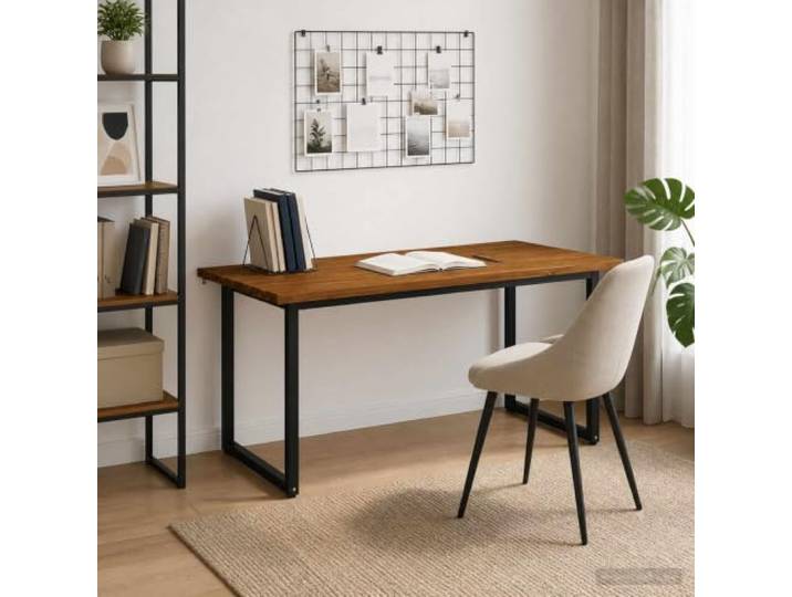 Quadratischer Esstisch 160 x 70 x 75 cm Massivholz Akazie Natur Stahlrahmen,verzinkte Stahlquadratrohre,verstellbare Füße,Küche,Essbereich,offene Wohnräume