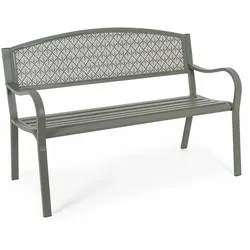Gartenbank Lizette aus Metall, klassisch, für Outdoor, dunkelgrün olive, robuste 4-Fuß-Ausführung