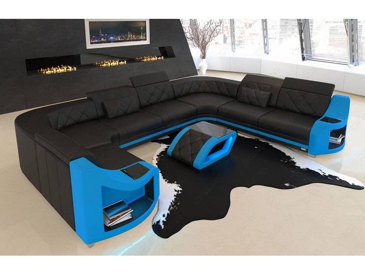 Designsofa Genua U-Form aus Leder