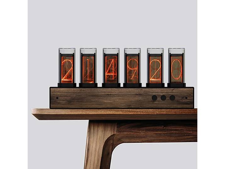 Horloge de table numérique vintage de luxe à tubes Nixie, en bois, design créatif, avec éclairage numérique, décoration de bureau, cadeau