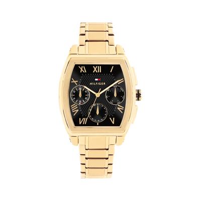 Multifunktionsuhr TOMMY HILFIGER "TH-OXFORD", goldfarben, schwarz, Armbanduhren, Herren, goldfarben, Quarzuhr, Armbanduhr, Herrenuhr, Edelstahlarmband, analog