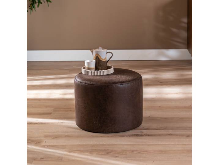 Bronx71 Hocker Kyla Eco-Leder rund braun