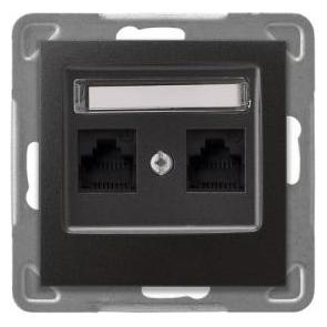 Ospel Impresja Doppel-Computersteckdose Kat. 5e Anthrazit (GPK-2Y/K/m/50) (GPK-2Y/K/m/50)