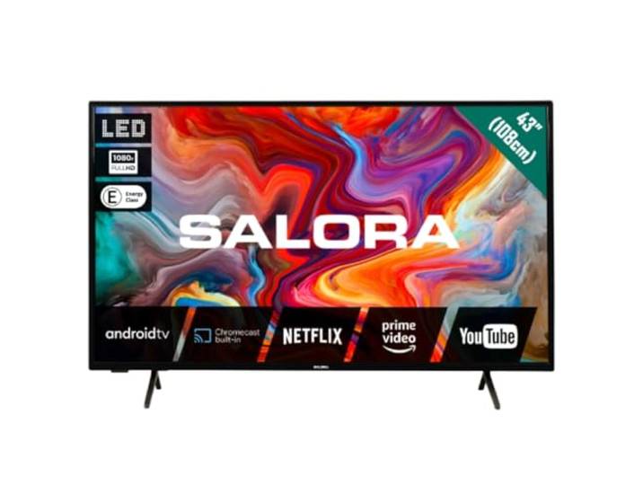 Salora SMART43TV 43 inch Full HD Smart TV Android 11 met ingebouwde Chromecast en Wi-Fi HDR10+, HLG 3x HDMI, USB Recording, Bluetooth Geschikt voor tv standaard Energieklasse E