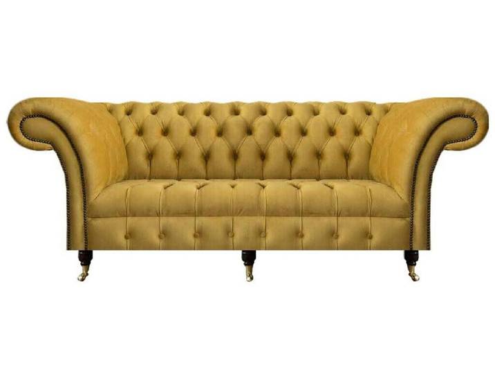 Xlmoebel Chesterfield-Sofa Luxus Textil-Sofa mit Chesterfield-Steppung für elegantes Wohnen, 3-Sitzer, Hergestellt in Europa