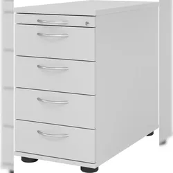 bümö Schreibtisch Schrank abschließbar, Schubladenschrank Holz in grau, Container mit Schubladen - Schubladen Schrank Büro, Schreibtisch Container