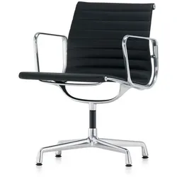 Vitra Besucherstuhl Alu-Chair Leder Premium F schwarz, Designer Charles & Ray Eames, 57.5x83x59 cm
