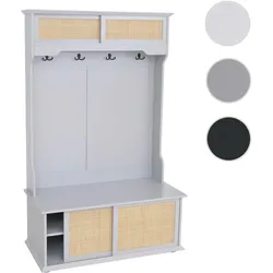 Garderobe HWC-P25, Flurgarderobe Holzgarderobe, Melamin Kubu Rattan 163x100x47cm ~ hellgrau