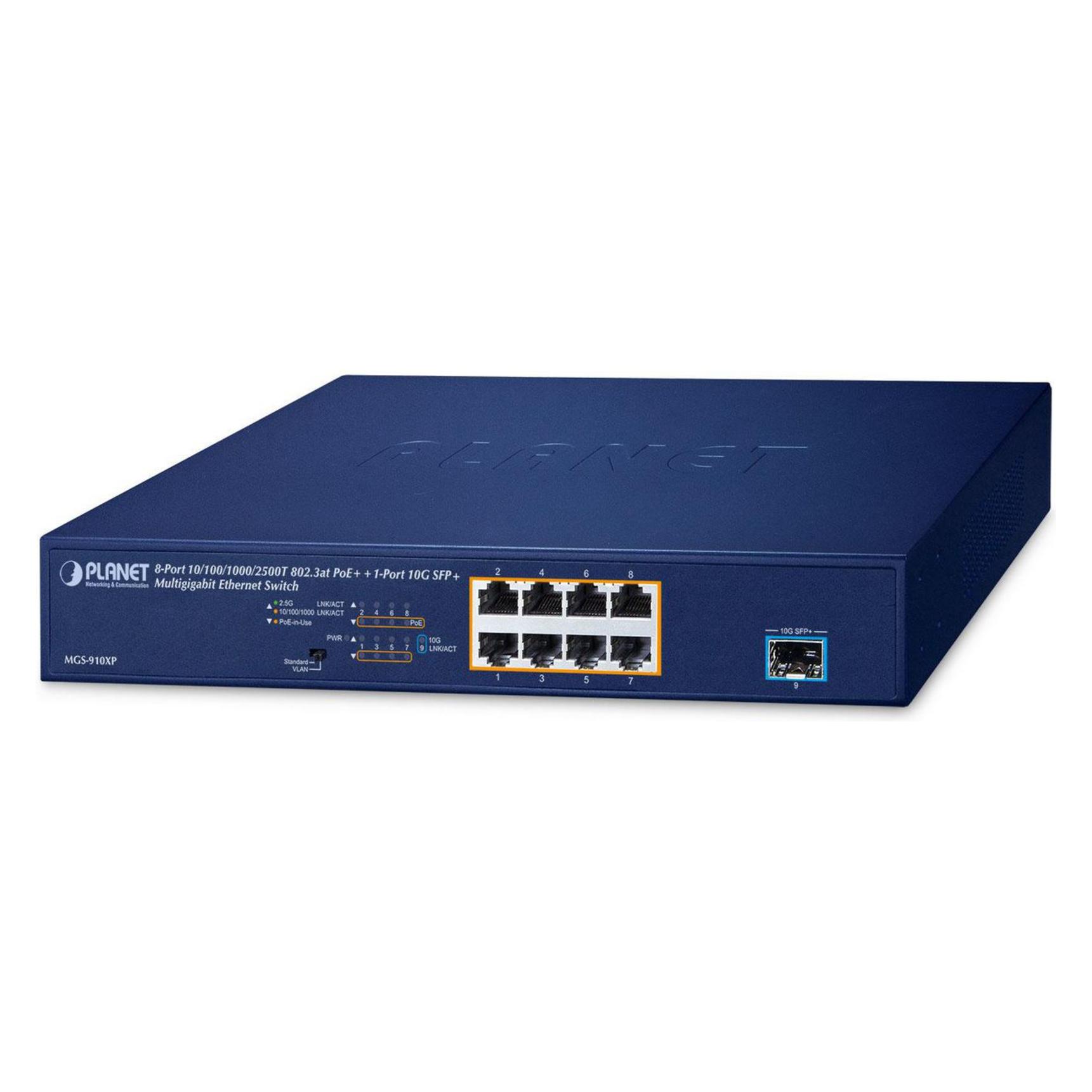 Planet MGS910XP Switch 8p 100/1G/2.5G PoE & 1 SFP 10G (8 Ports) (MGS-910XP)