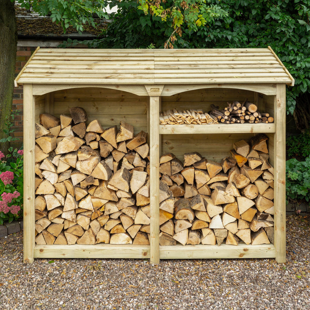 Rowlinson Premium Heritage Double Log Store Natural Timber Colour 170cm H X 207cm W X 71cm D