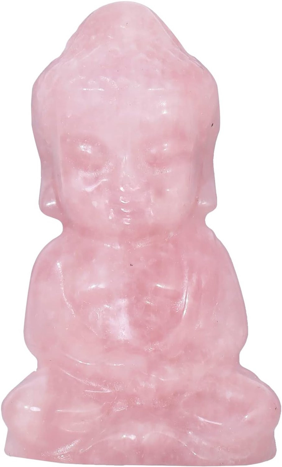 Vemera Handgesneden Baby Buddha figuur van Rozenkwarts, 5,1 cm