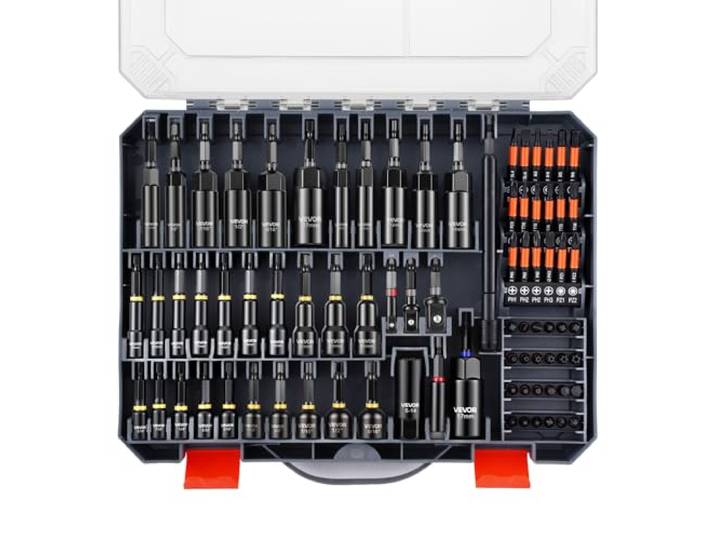 VEVOR Jeu de Douilles\, 80 PCS\, Tailles SAE et Métriques\, Coffret de Douilles Magnétiques pour Visseuse\, pour Auto et Bricolage\, avec Embouts de Vissage\, Rallonges\, Douille Universelle et Mallette