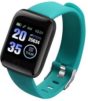 CaseAndConnect 116Plus Smart Bracelet Fitness Tracker With Heart Rate Monitor IP67 Waterproof Color Screen green